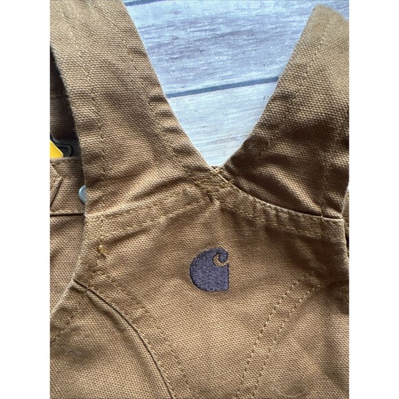 Carhartt Lsefit Bib Overalls Infant 9M Double Knee Canvas Brown OX8609 - Picture 6 of 6